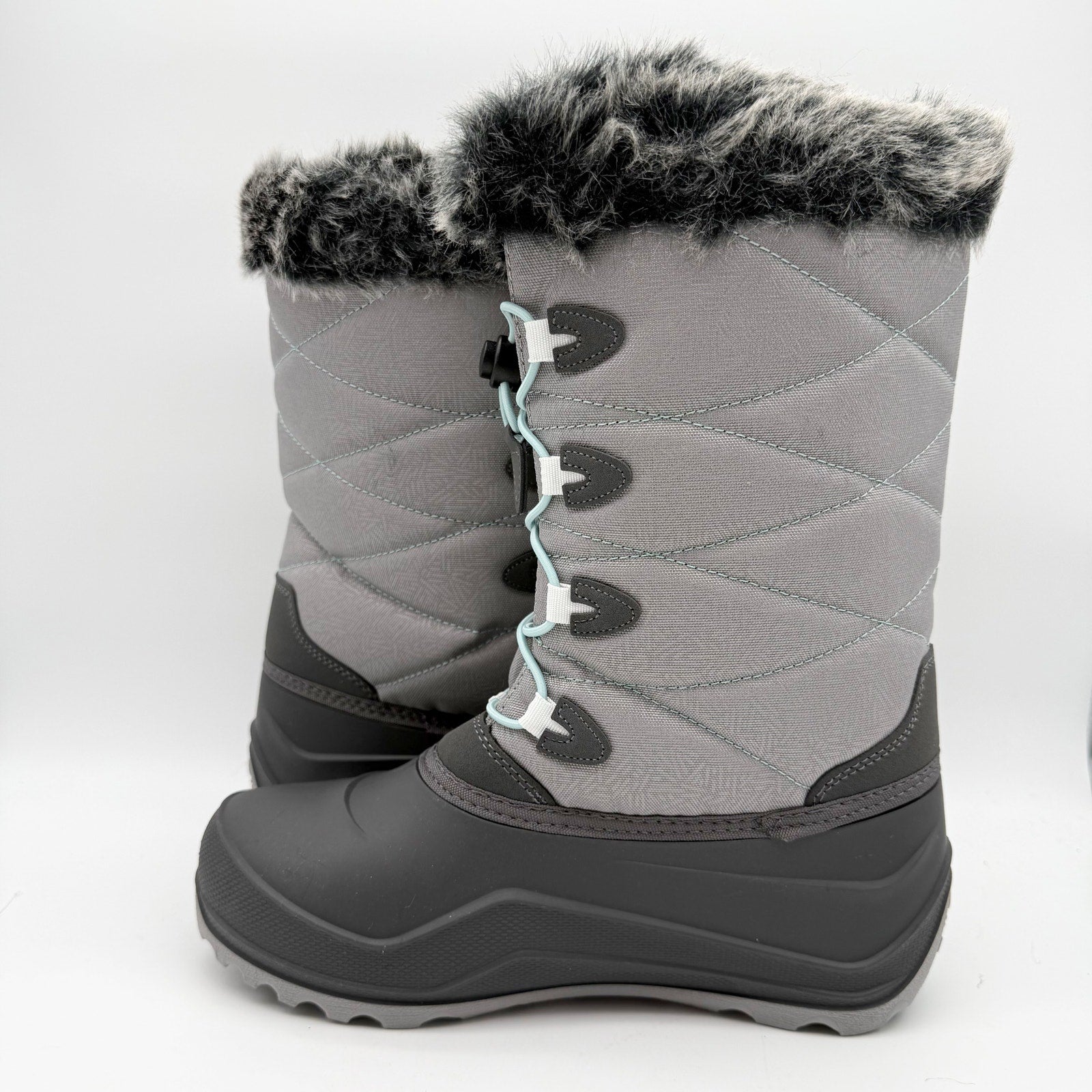 Kamik Kids SNOWANGEL Boots US 7 EU 39 Grey Blue Fleece Insulated Waterproof NIB