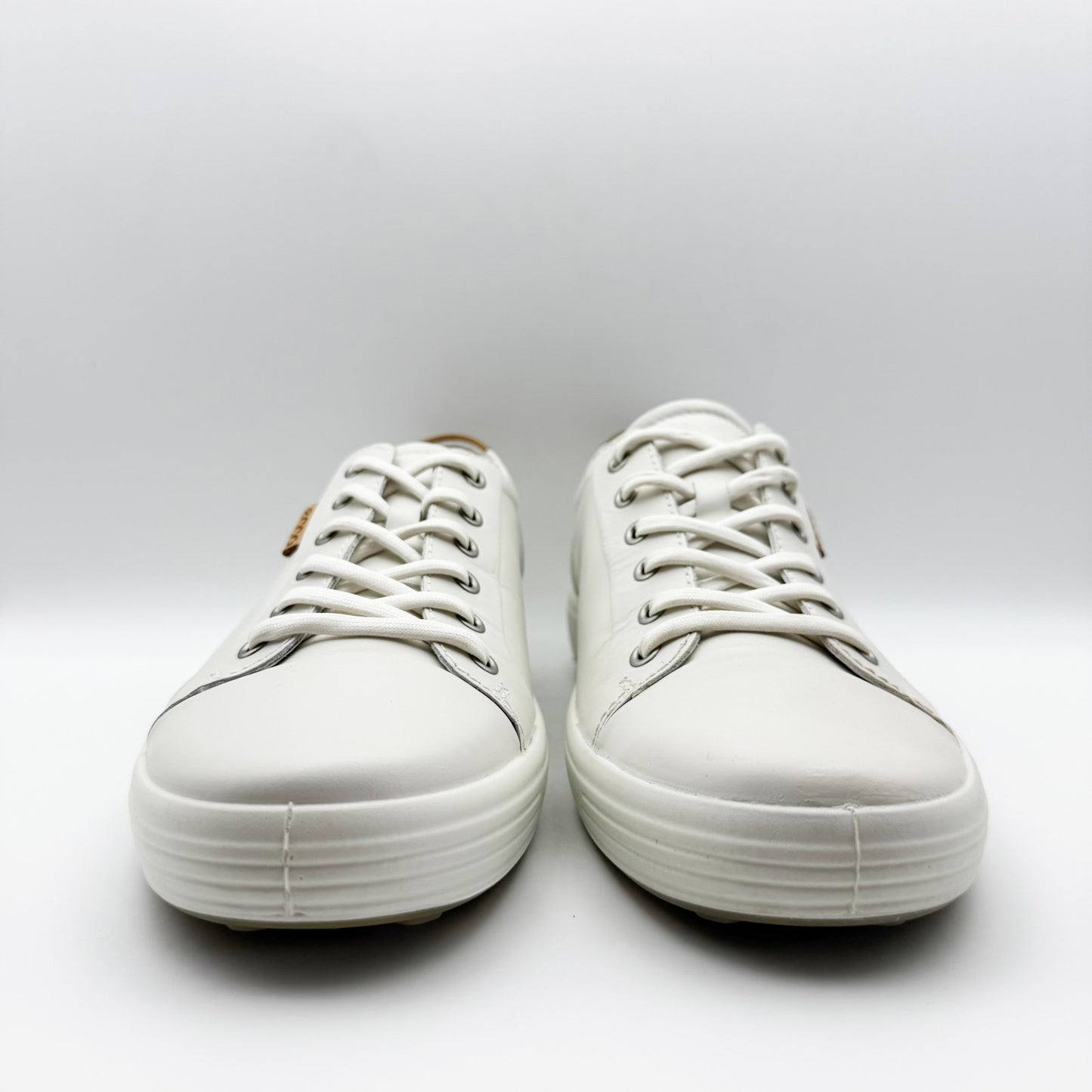 ECCO Mens Soft 7 Low Sneakers EU 44 US 10-10.5 White Leather Lace up NIB