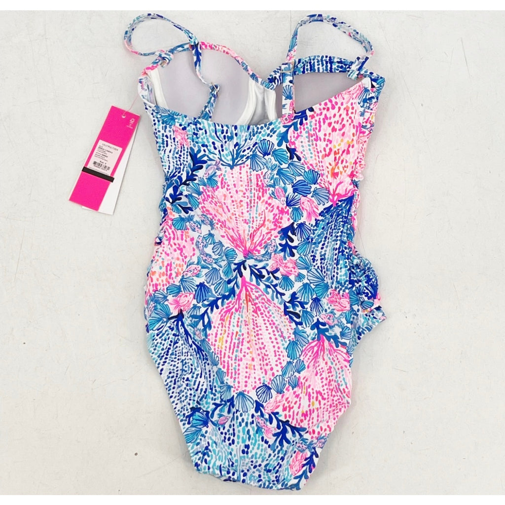 LILLY PULITZER Womens Layne One-piece Swimsuit Size 0 Blue Pink Sway with Me NWT