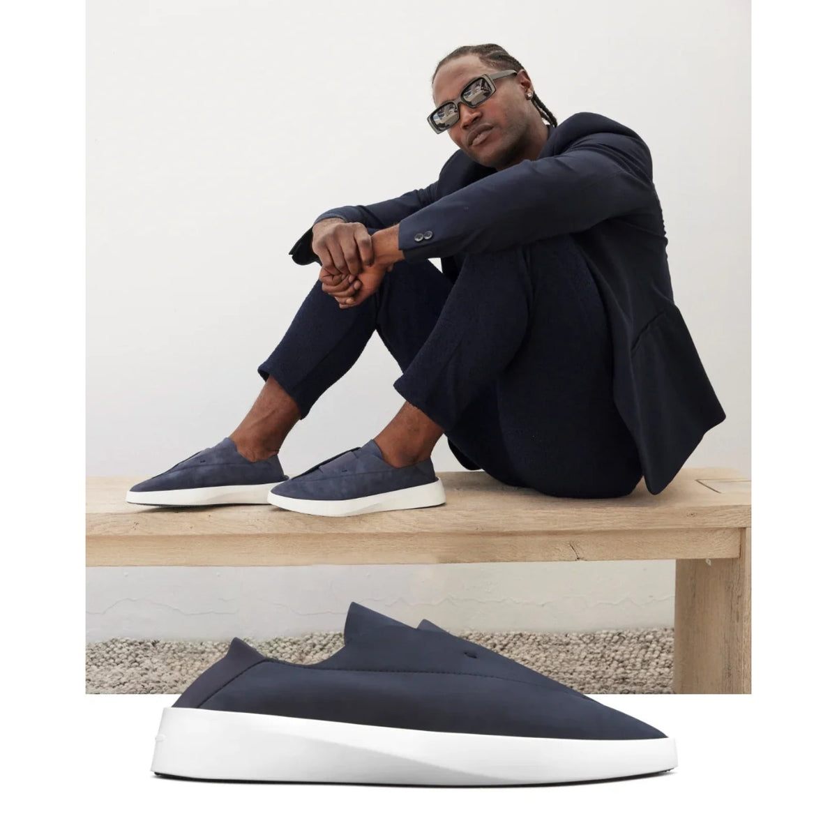 WOLF & SHEPHERD Cruise Ace Slip On Sneakers Mens 7.5 Womens 9 Navy Blue NIB