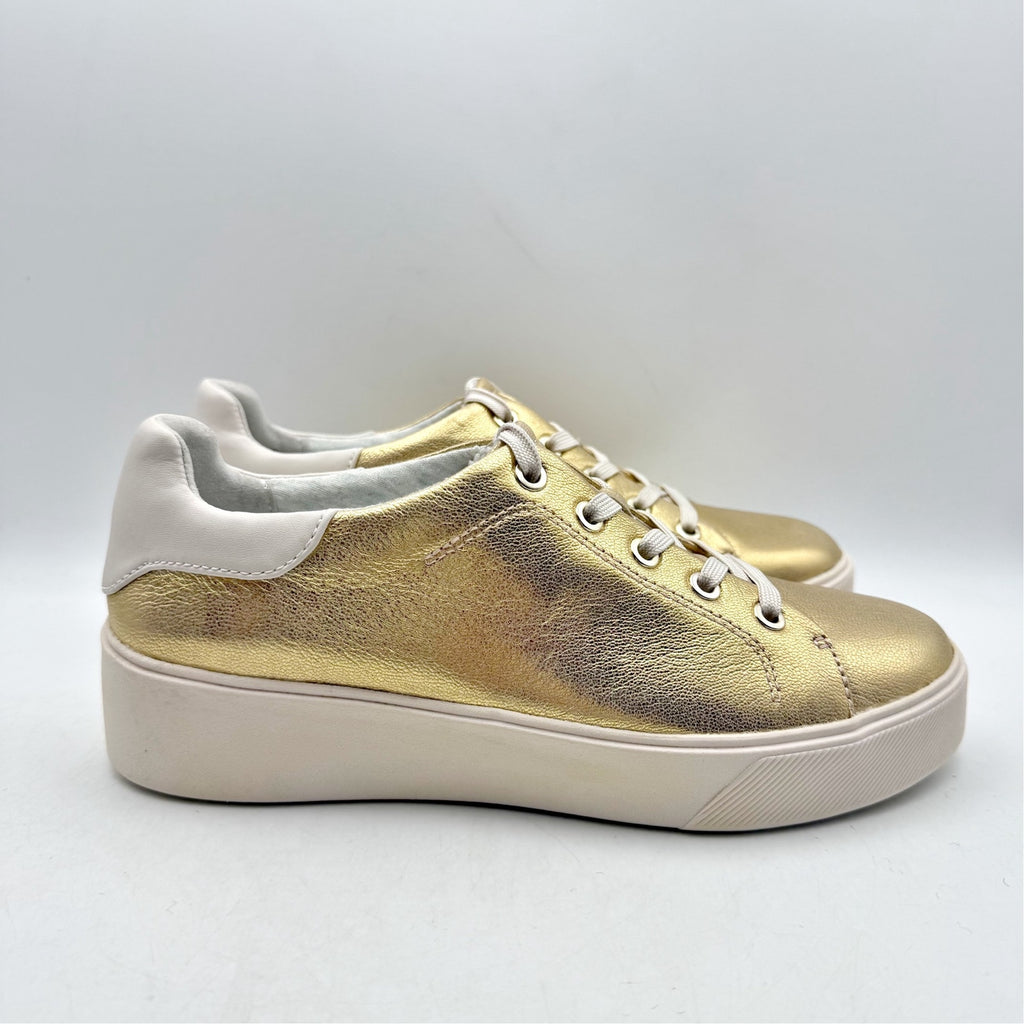 Naturalizer Womens Morrison 2.0 Platform Sneaker US 7.5 Wide Gold Leather NWOB