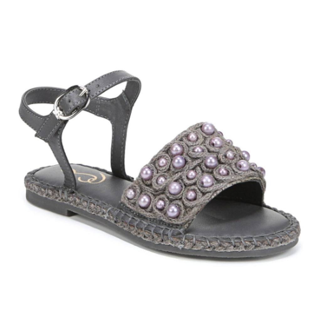 Sam Edelman Kids Holly Sandals US 2 M EU 33.5 Mockingbird Grey Linen NIB