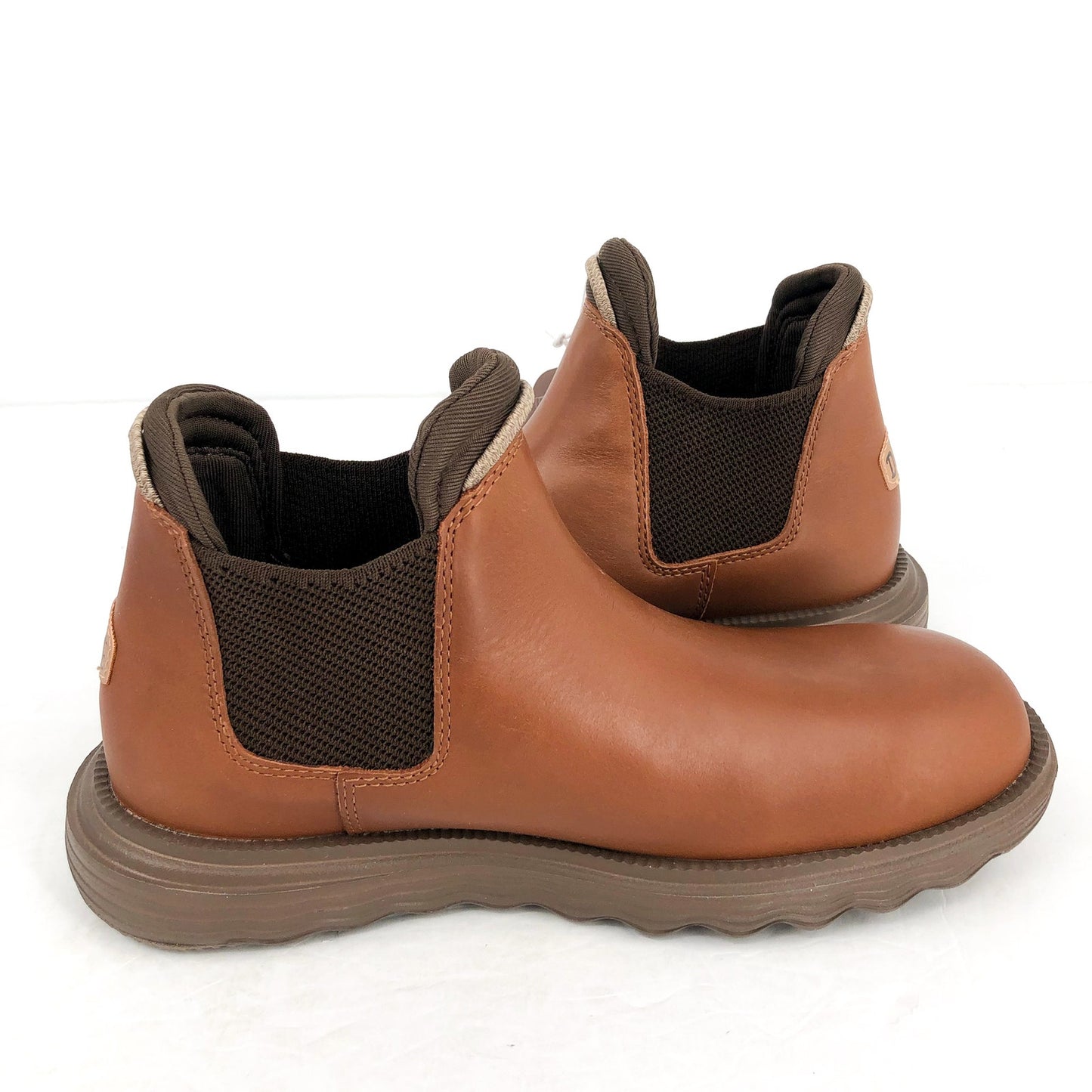 Hey Dude Womens Branson Ankle Bootie US 8 Cognac Leather Water Resistant NIB