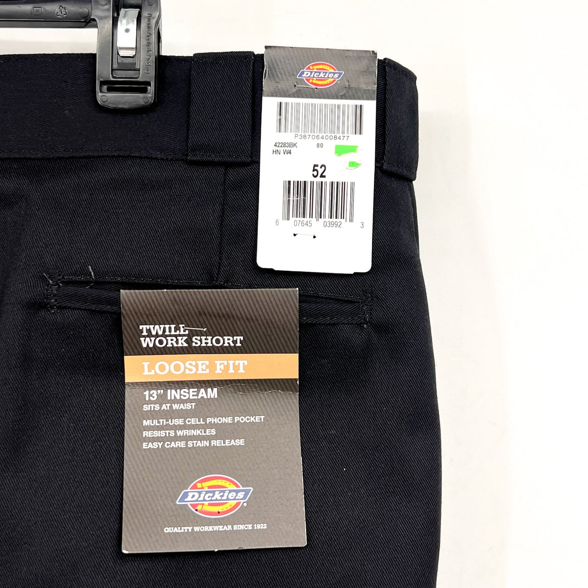 DICKIES Men's 13" Loose Fit Multi-Pocket Twill Work Shorts Size 52 Black NWT