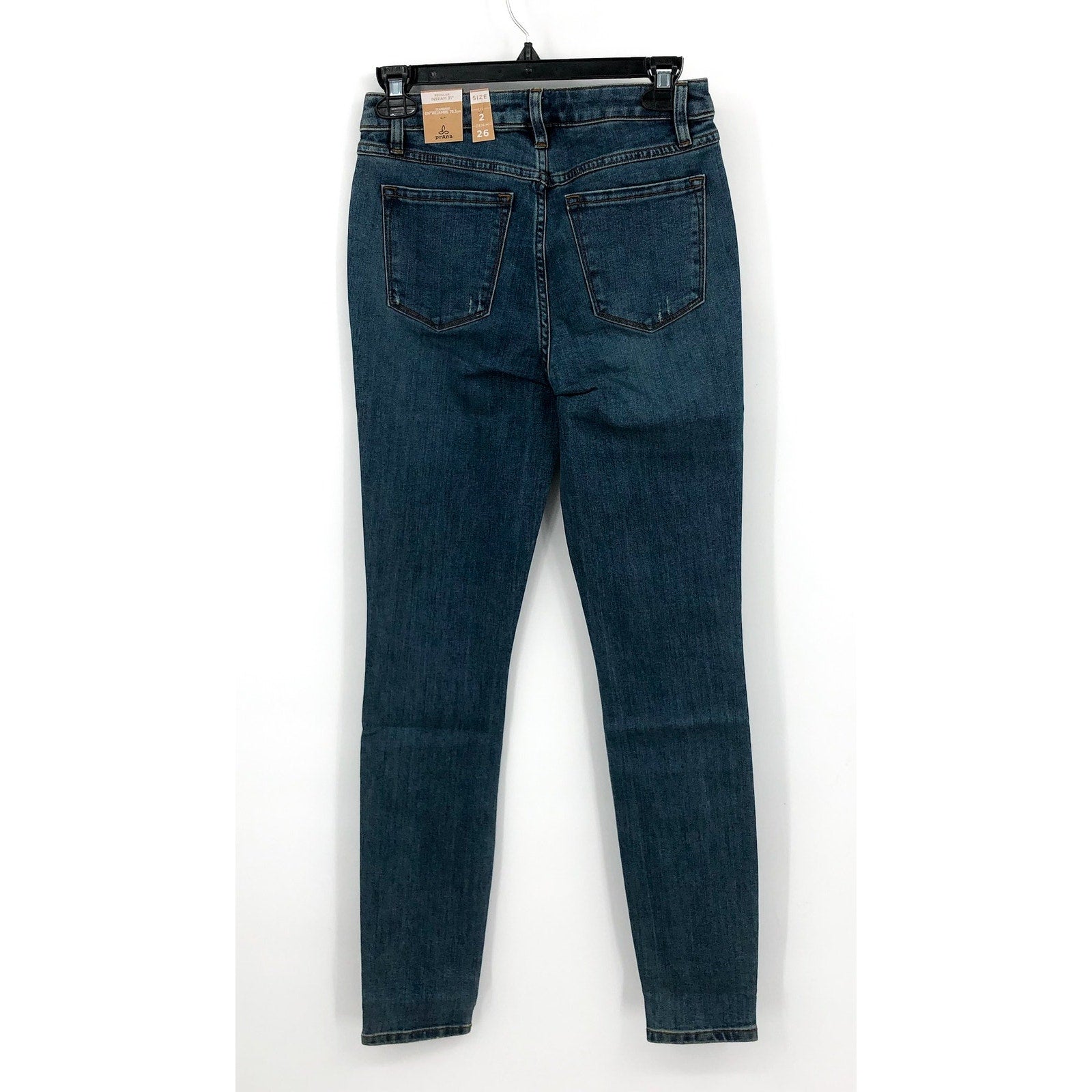 PRANA Womens Sienna Mid Rise Skinny Jeans 26x31 US 2 True Blue Stretch Denim NWT