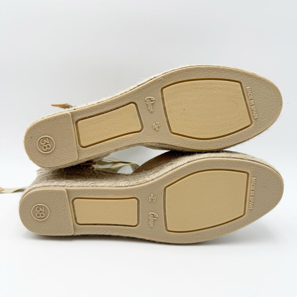 Castaner Womens Carina 3/002 Wedge Sandals US 7.5 EU 38 Natural Beige Canvas NIB