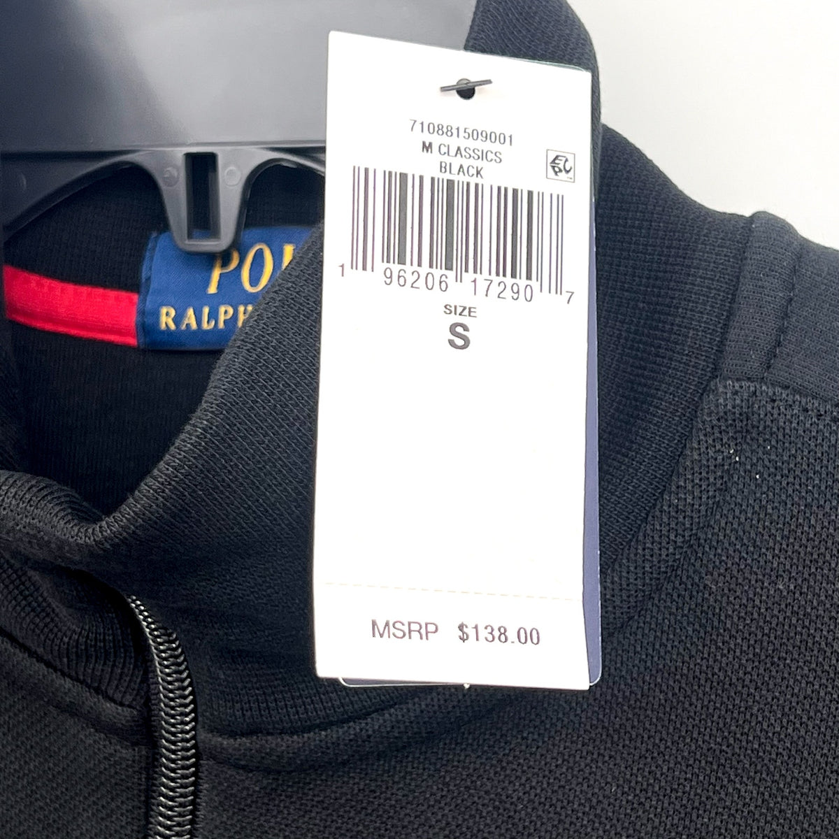 POLO RALPH LAUREN Men's Double-Knit Full Zip Track Jacket Small Polo Black NWT