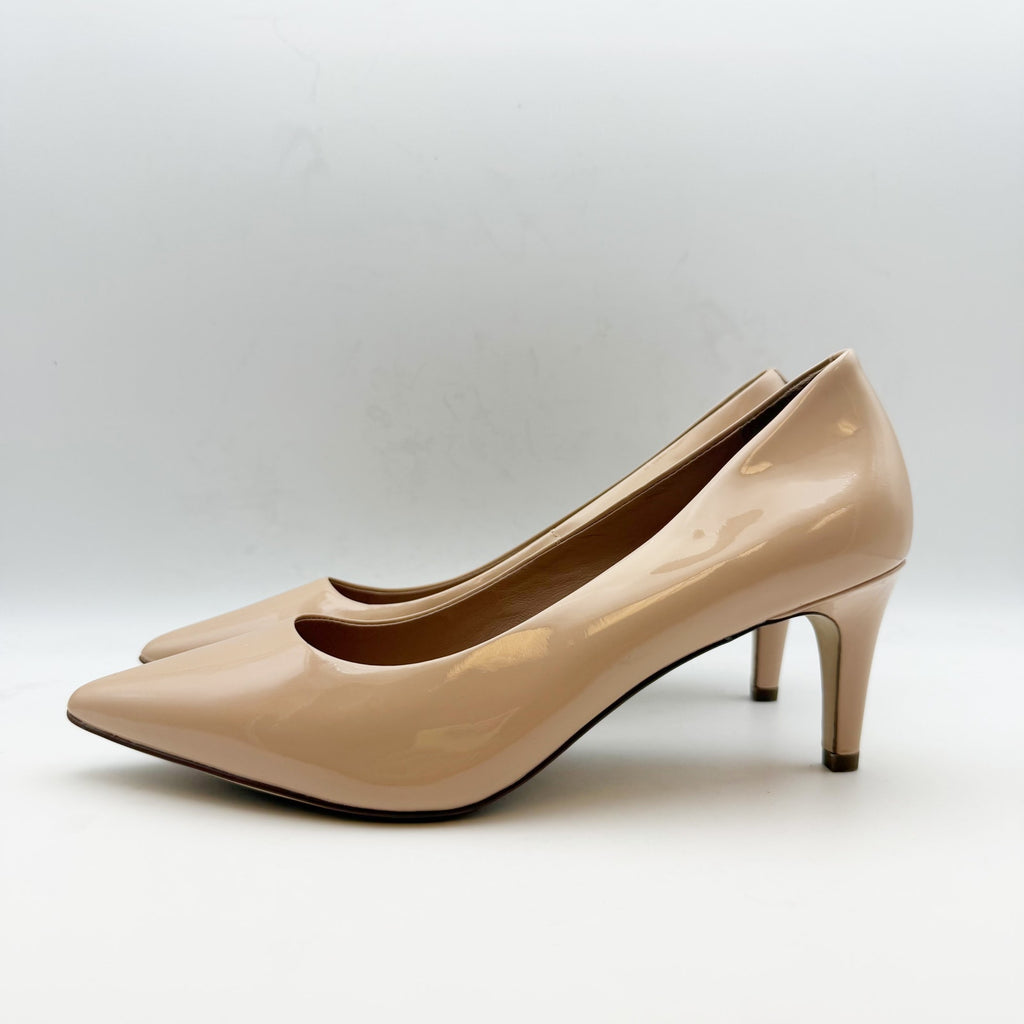 Cole Haan Womens Vandam Pumps US 9.5 Tan Brush Patent Leather 65mm NWOB