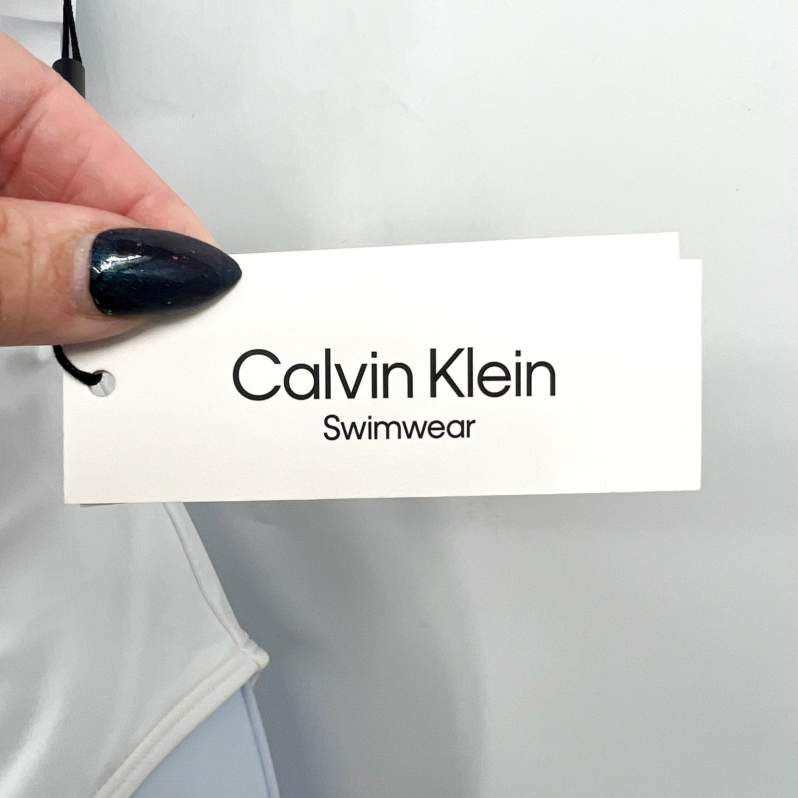 CALVIN KLEIN Women's High Neck Cutout One Piece Swimsuit Size 14 White NWT