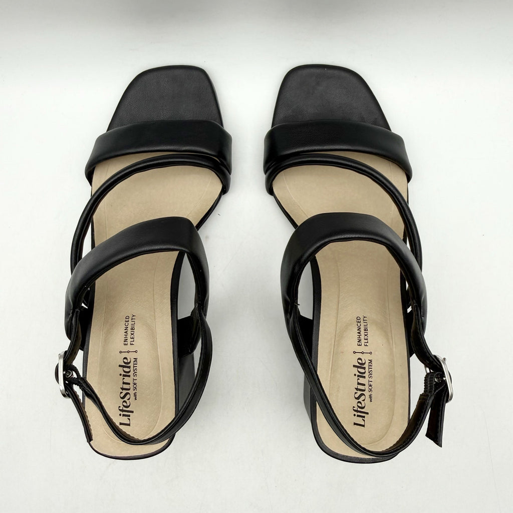 LifeStride Womens Celia Slingback Heeled Sandals US 8.5 Wide Black NWOB