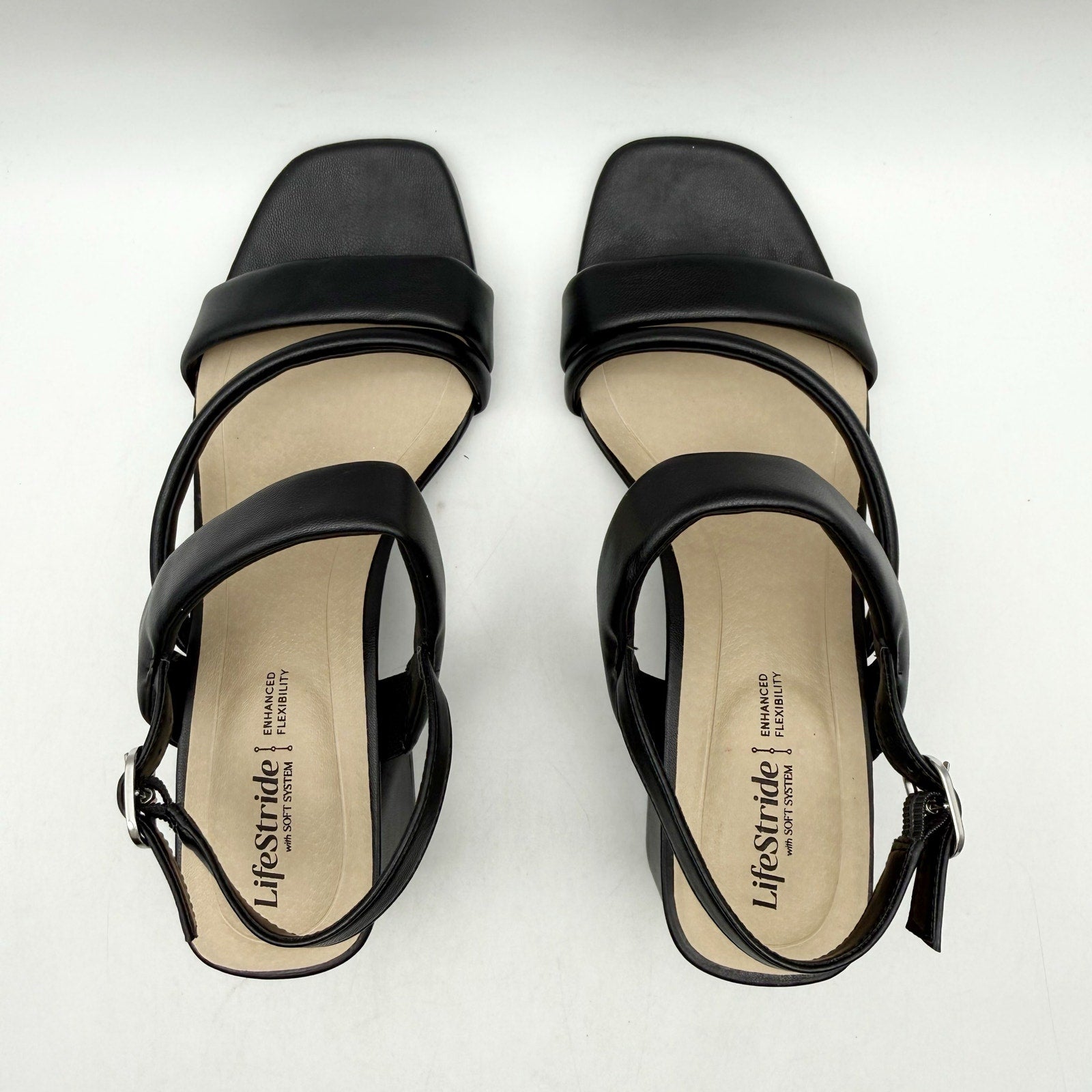 LifeStride Womens Celia Slingback Heeled Sandals US 8.5 Wide Black NWOB