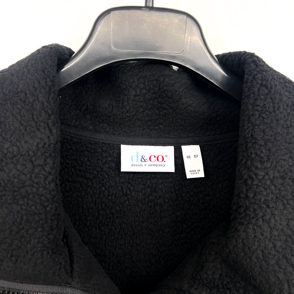 DENIM & CO. Women's Fleece Bonded Sherpa Jacket 5X Black NWOT
