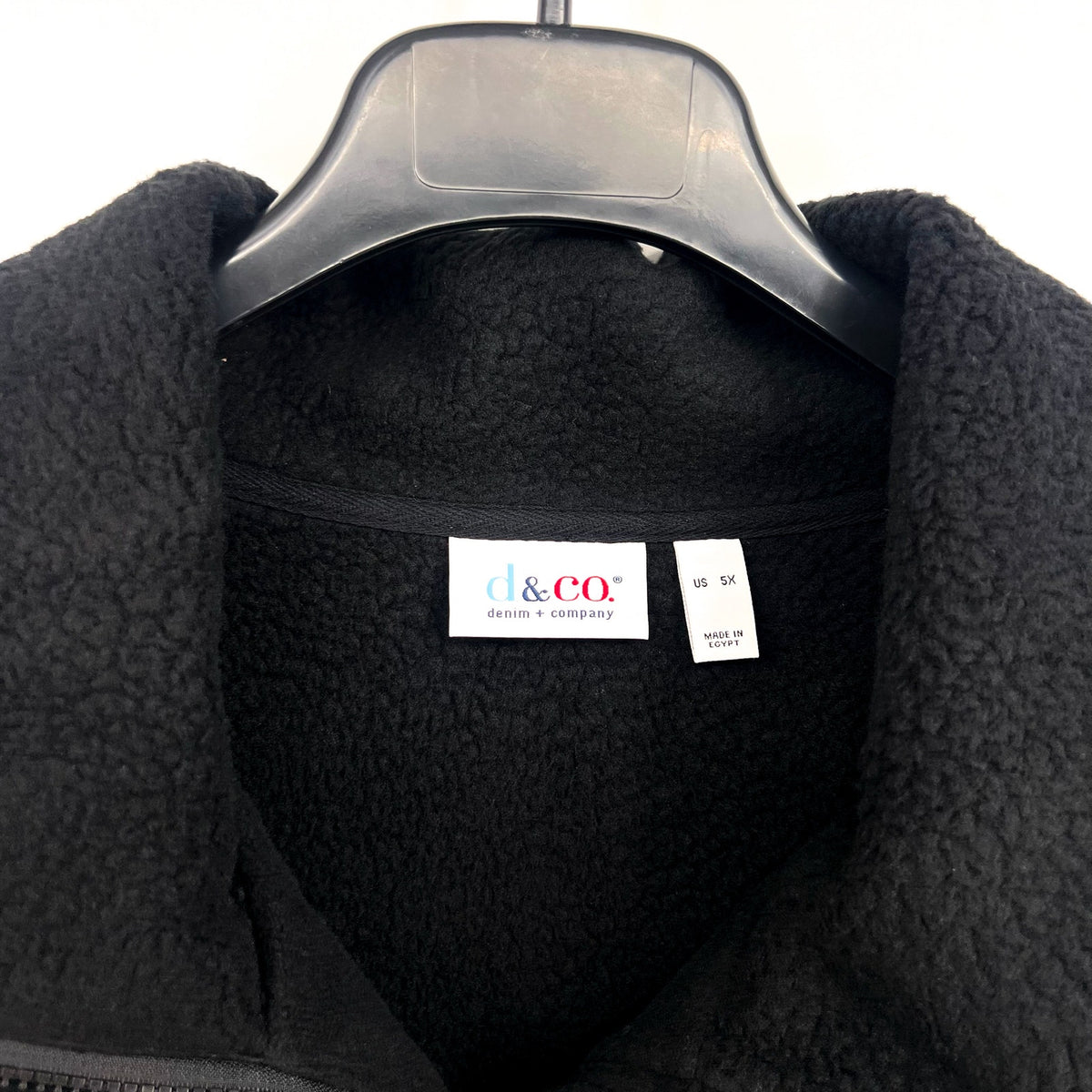 DENIM & CO. Women's Fleece Bonded Sherpa Jacket 5X Black NWOT