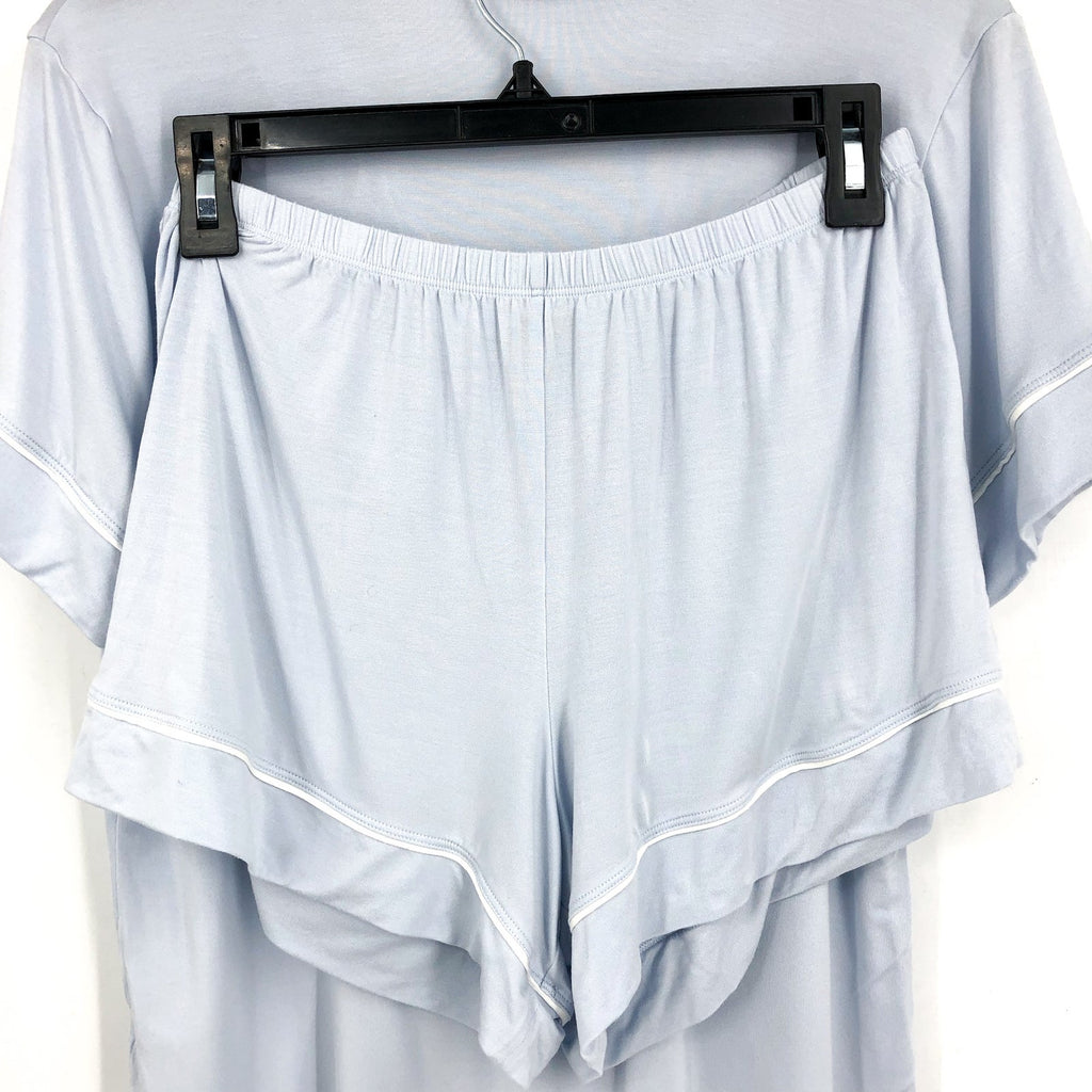 EBERJEY Gisele Relaxed Short PJ Set Small Ice Blue Ivory TENCEL Modal NWOT
