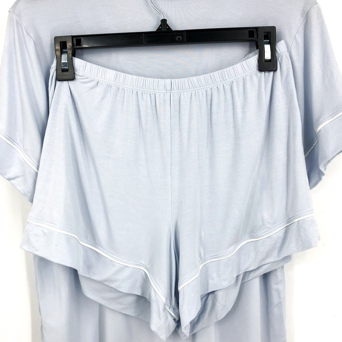 EBERJEY Gisele Relaxed Short PJ Set Small Ice Blue Ivory TENCEL Modal NWOT