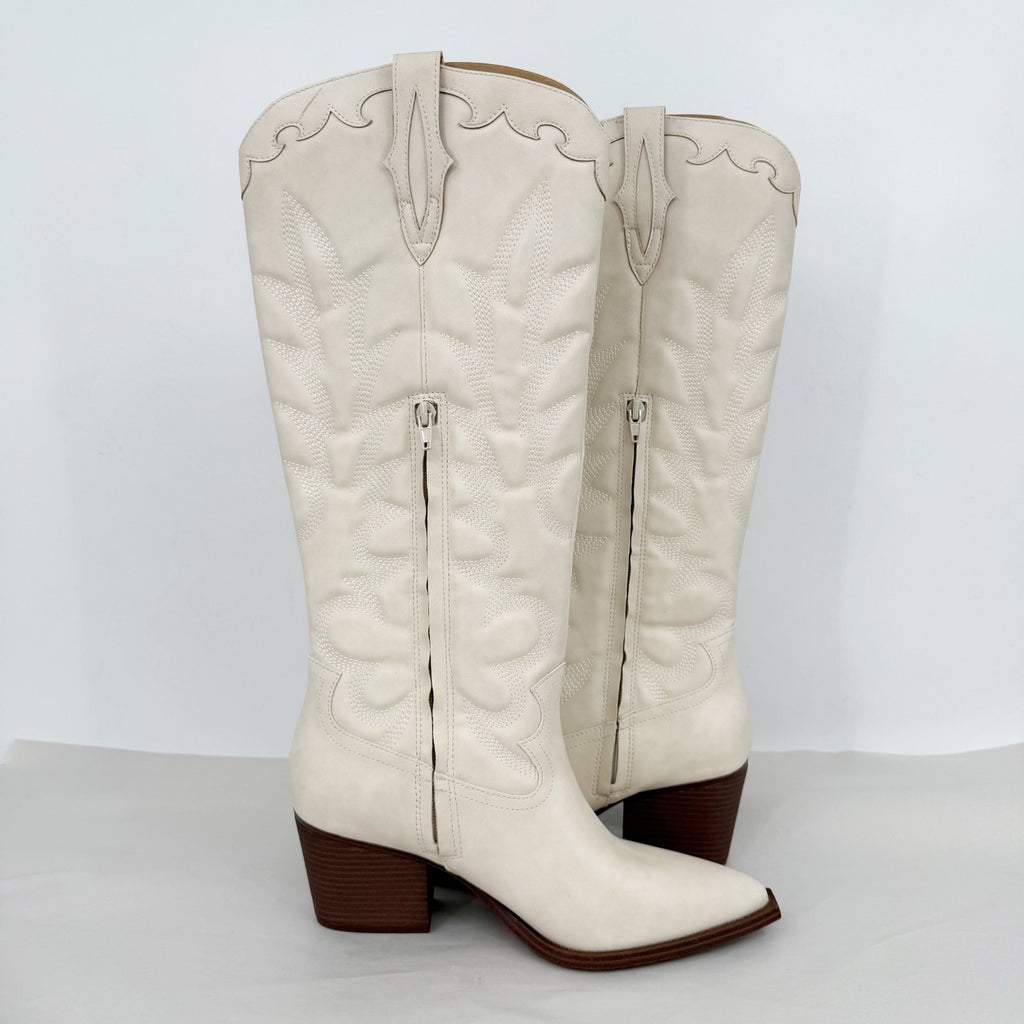 Crown Vintage Womens Sury Cowboy Boots Size 10 M Off White NWOB