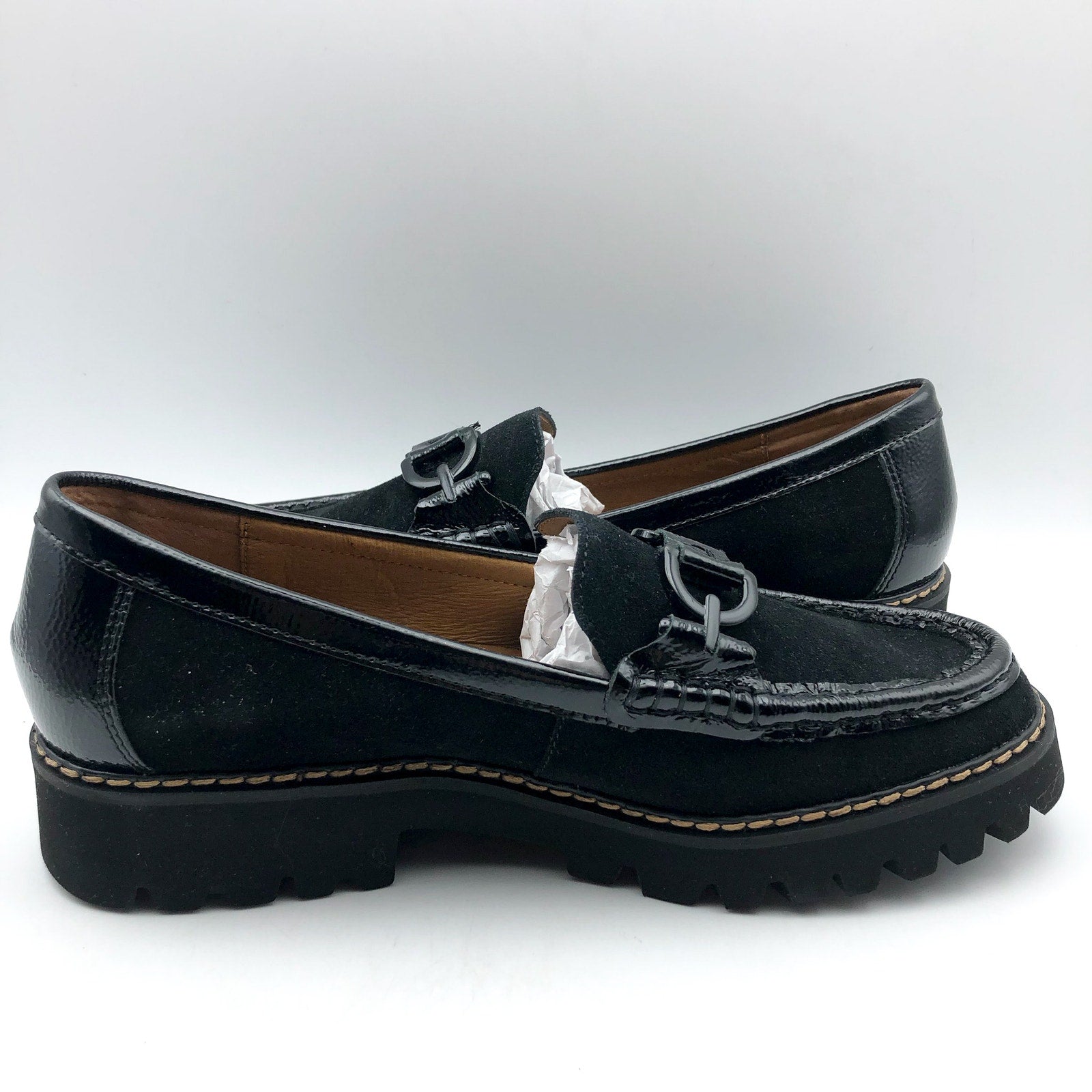 DONALD PLINER Women's Helio Loafers Size 7.5 Black Calf Suede NIB