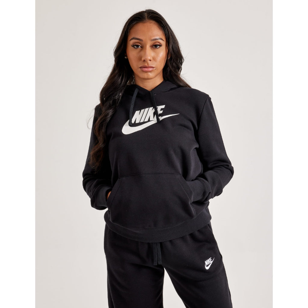 Nike Womens Graphic Club Hoodie 2X Black Fleece Pullover Sweatshirt NWT