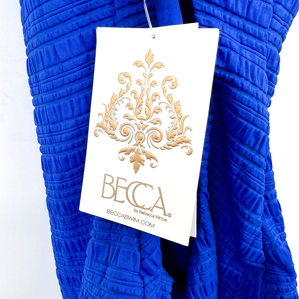 BECCA Coast Ariyah Plunge One Piece Swimsuit Medium Ultramarine Blue Ribbed NWT