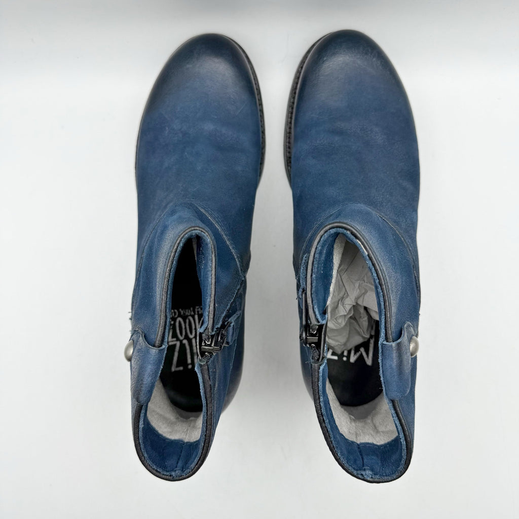 Miz Mooz Womens Norbert Ankle Booties EU 38 US 7.5 Blue Leather NWOB