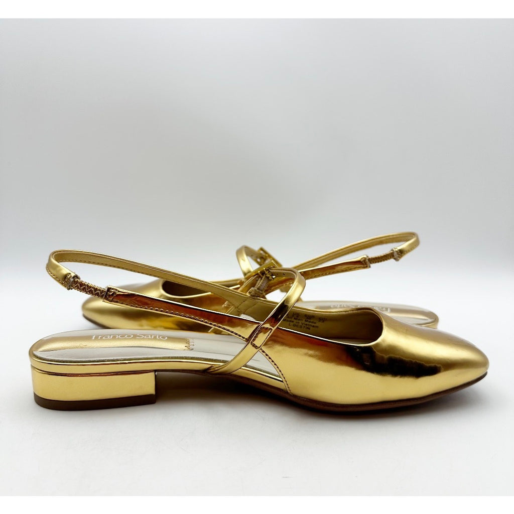 Franco Sarto Womens Destin Mary Jane Flats Size 6 M Gold Patent Leather NIB