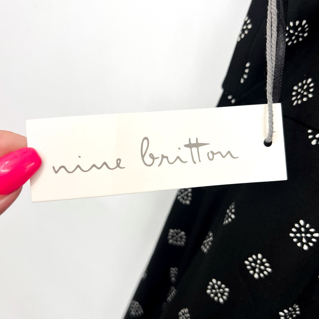 NINE BRITTON Womens Lizzy Brushed Knit Dress 1X Black White Print STITCHFIX NWT