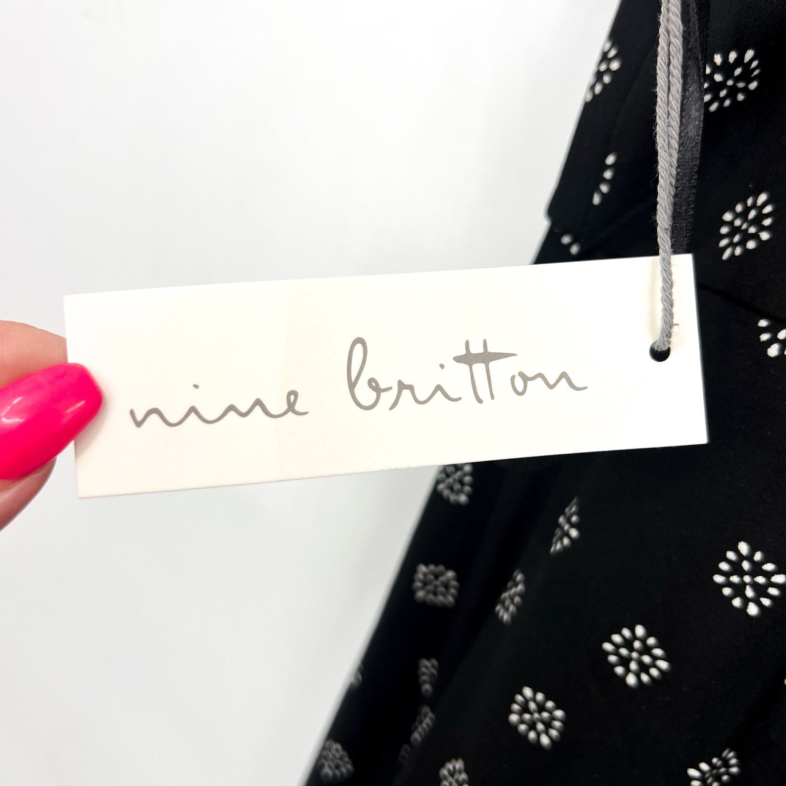 NINE BRITTON Womens Lizzy Brushed Knit Dress 1X Black White Print STITCHFIX NWT