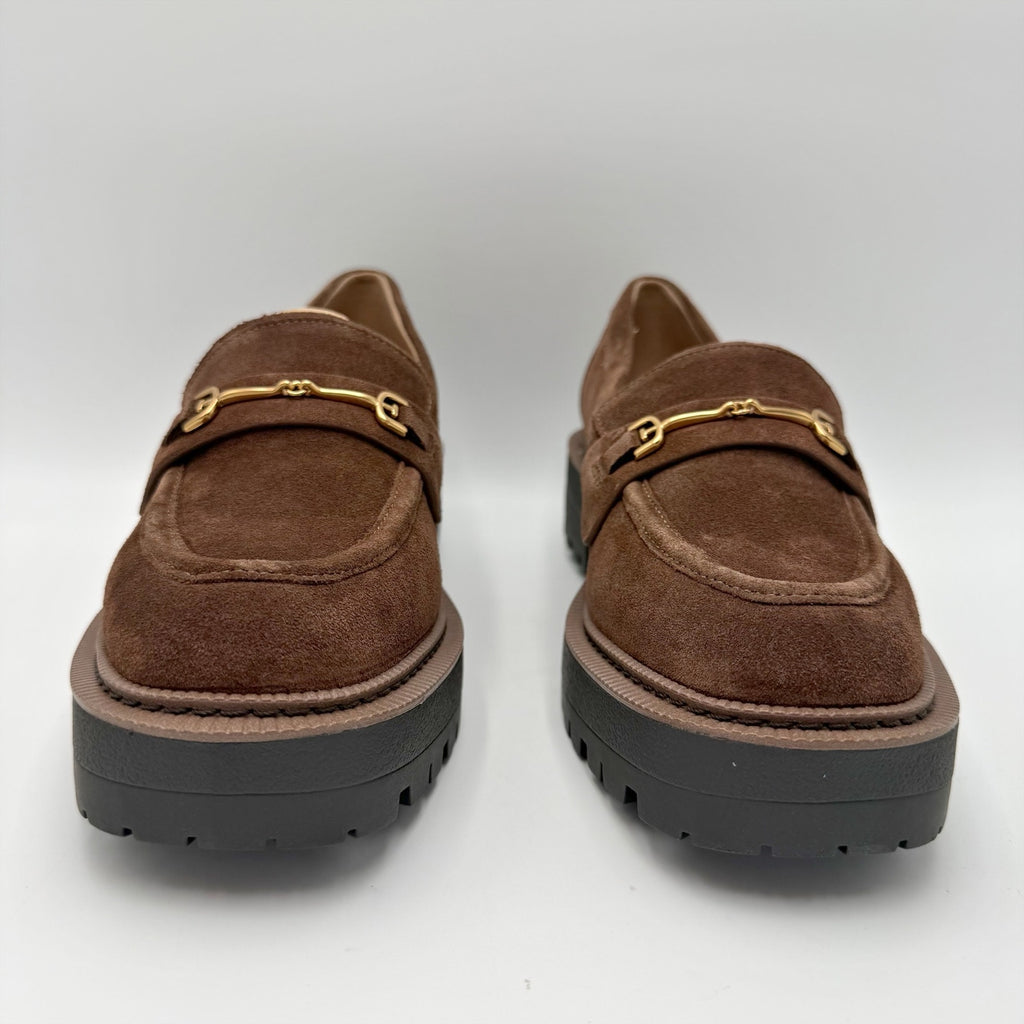 Sam Edelman Womens Lea Platform Loafers Size 8.5 M Brown Suede NIB