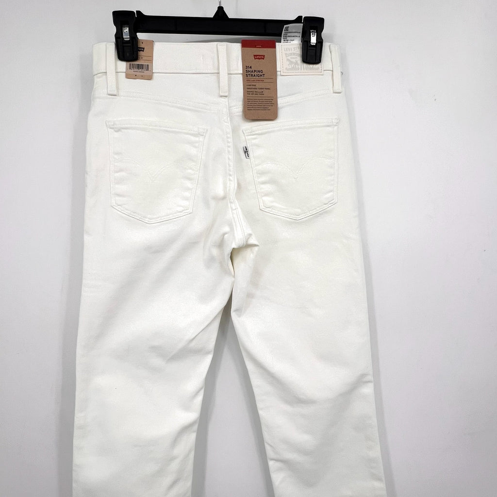 LEVI'S Women's 314 Shaping Straight Jeans 27x32 US 4 Clean White Stretch NWT