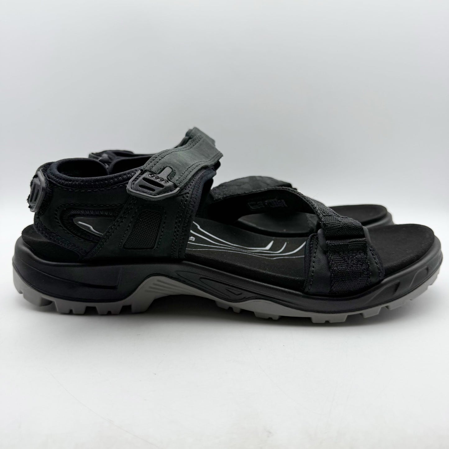Ecco Mens Yucatan Coast Sandal US 13-13.5 EU 47 Black Leather Casual Sporty NWOB