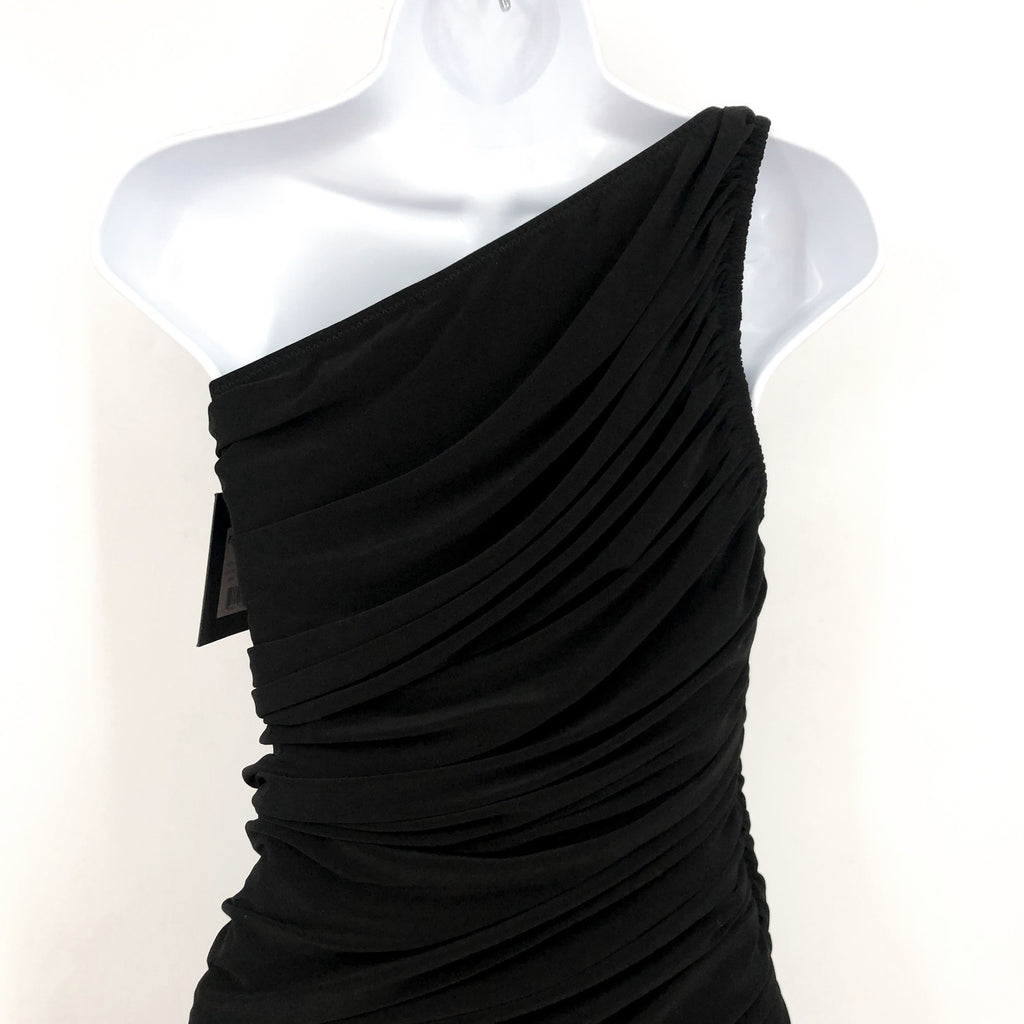 NORMA KAMALI Women's Diana Gown Small 36 Black One Shoulder Asymmetric NWT