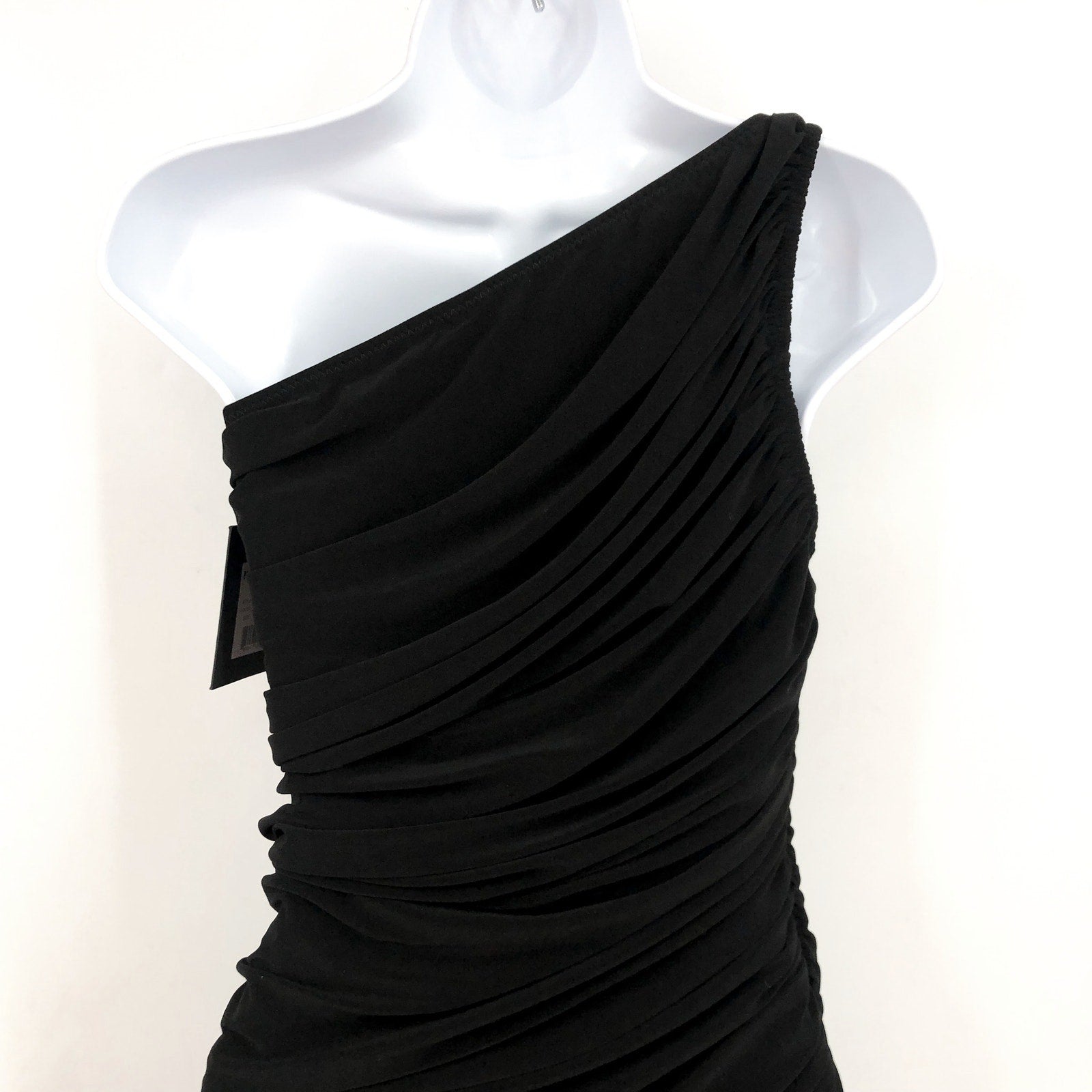 NORMA KAMALI Women's Diana Gown Small 36 Black One Shoulder Asymmetric NWT