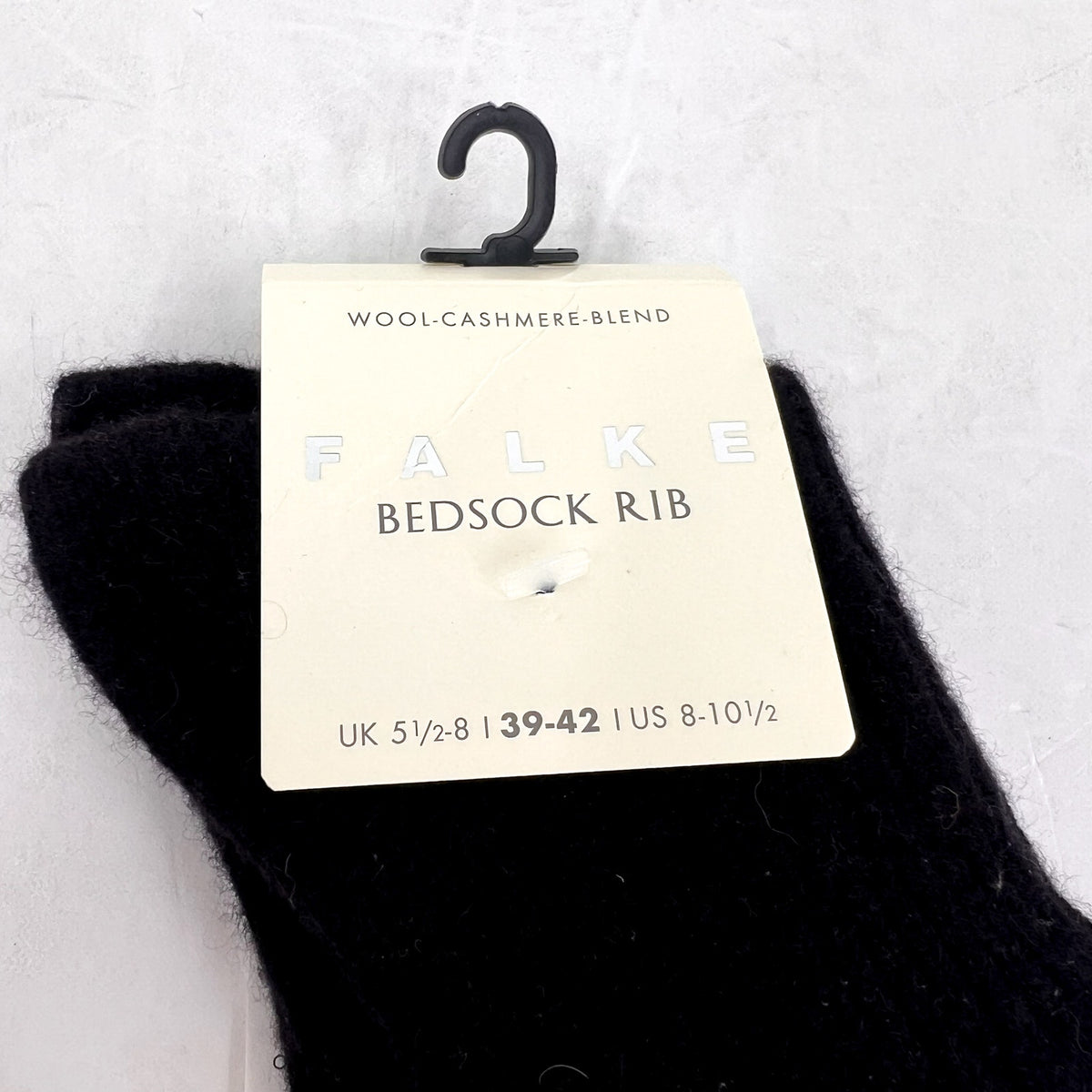 FALKE Women's Rib Bed Socks US 8-10.5 EU 39-42 Black Mid Calf Wool Cashmere NWT