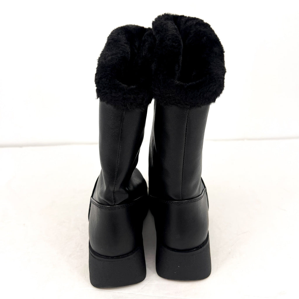 TUNDRA Women's Avery Short Snow Boots Size 6M Black Waterproof Faux Fur NIB
