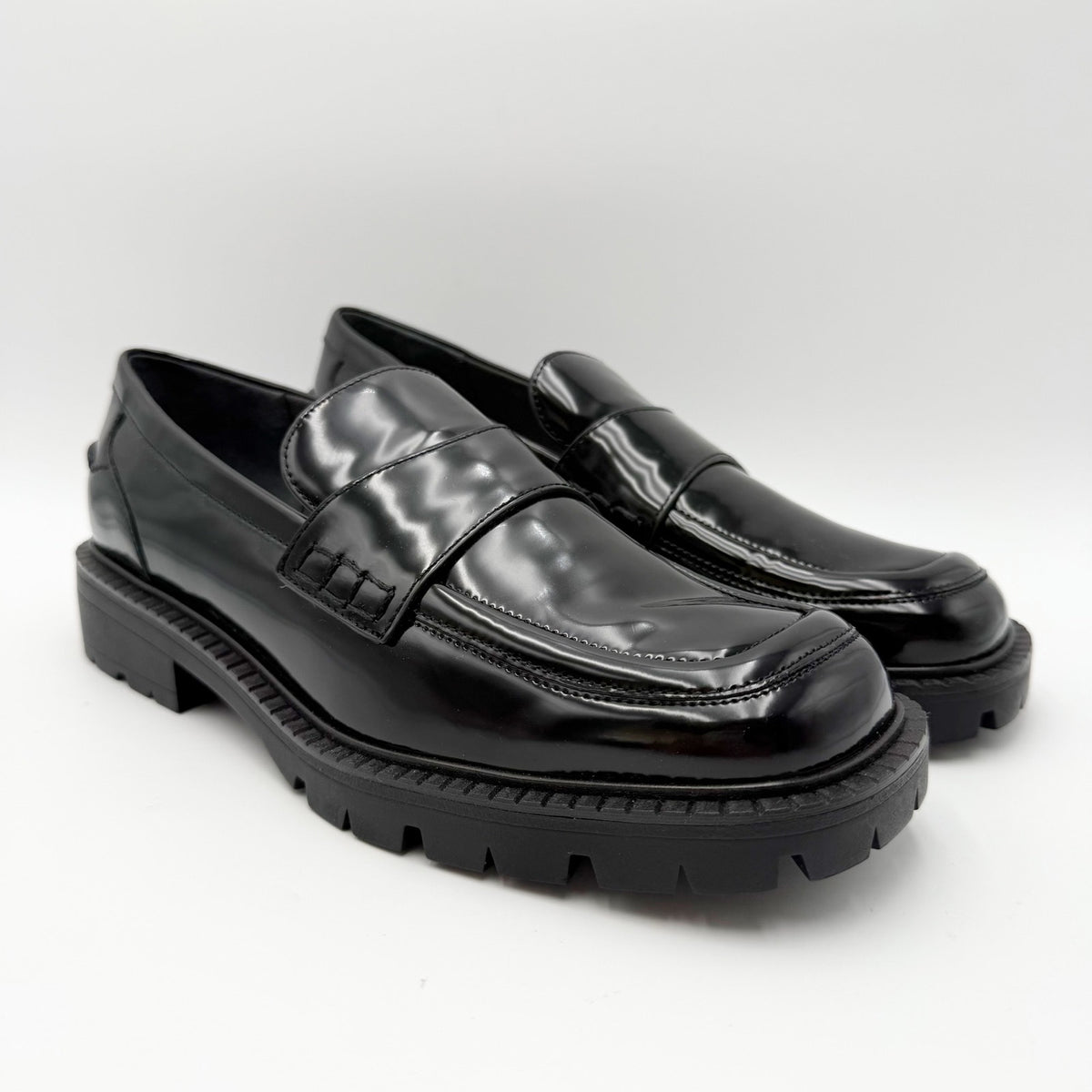 Franco Sarto Womens Darby Loafers Size 10 M EU 41 Black Faux Patent NIB