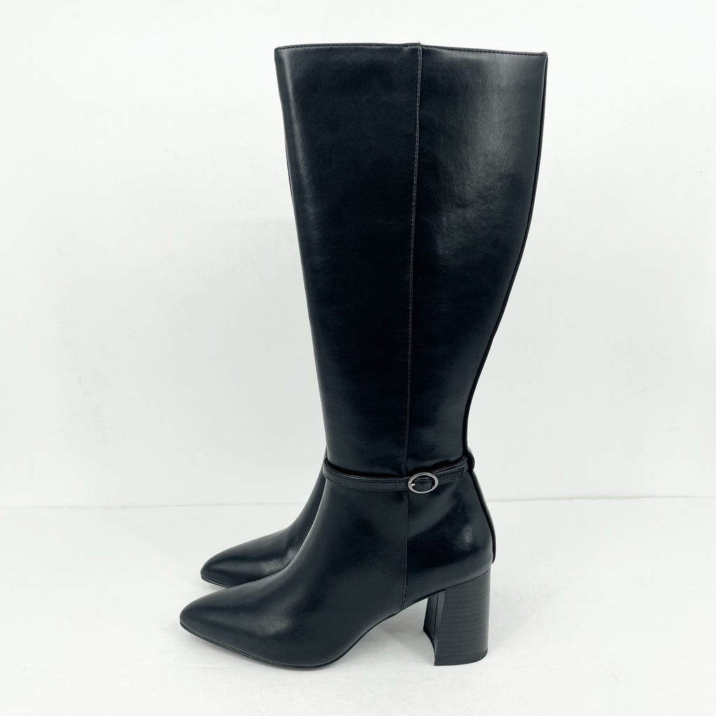 Anne Klein Womens Brenice Knee High Tall Boots Size 9 Vegan Leather NIB