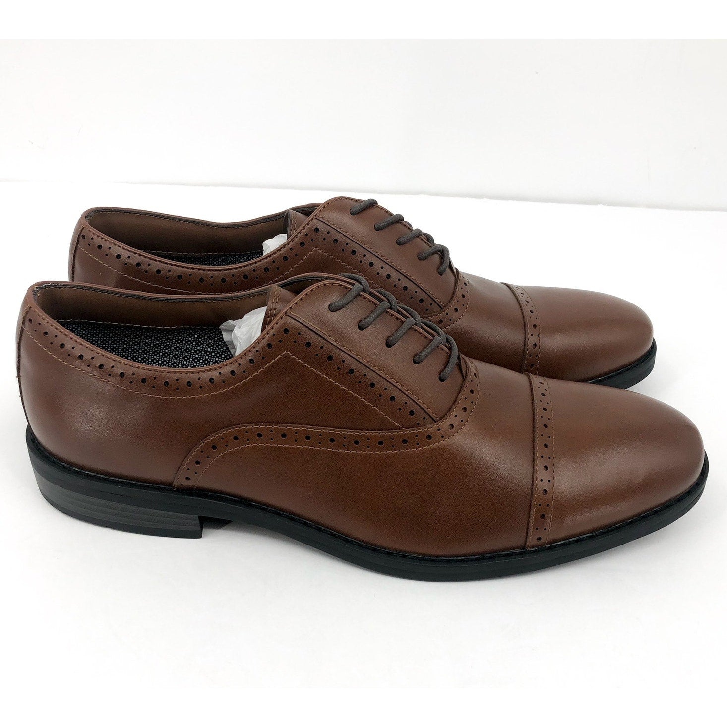 FAIRLANE & SONS Mens Feawin Flex Oxford Shoes Size 13 Tan Brown Leather NWOB