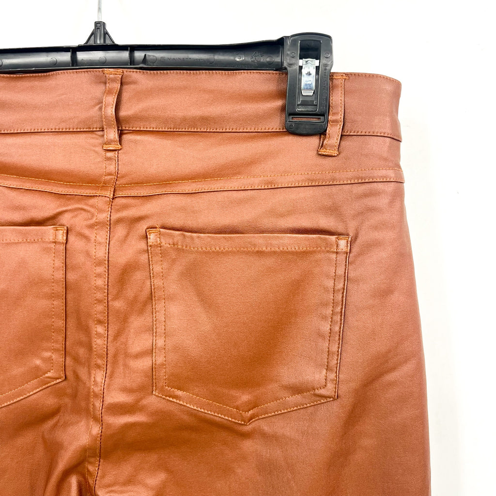 TRIBAL Womens Vegan Leather Pants Size 6 PETITE Brown Walnut Straight Leg NWT