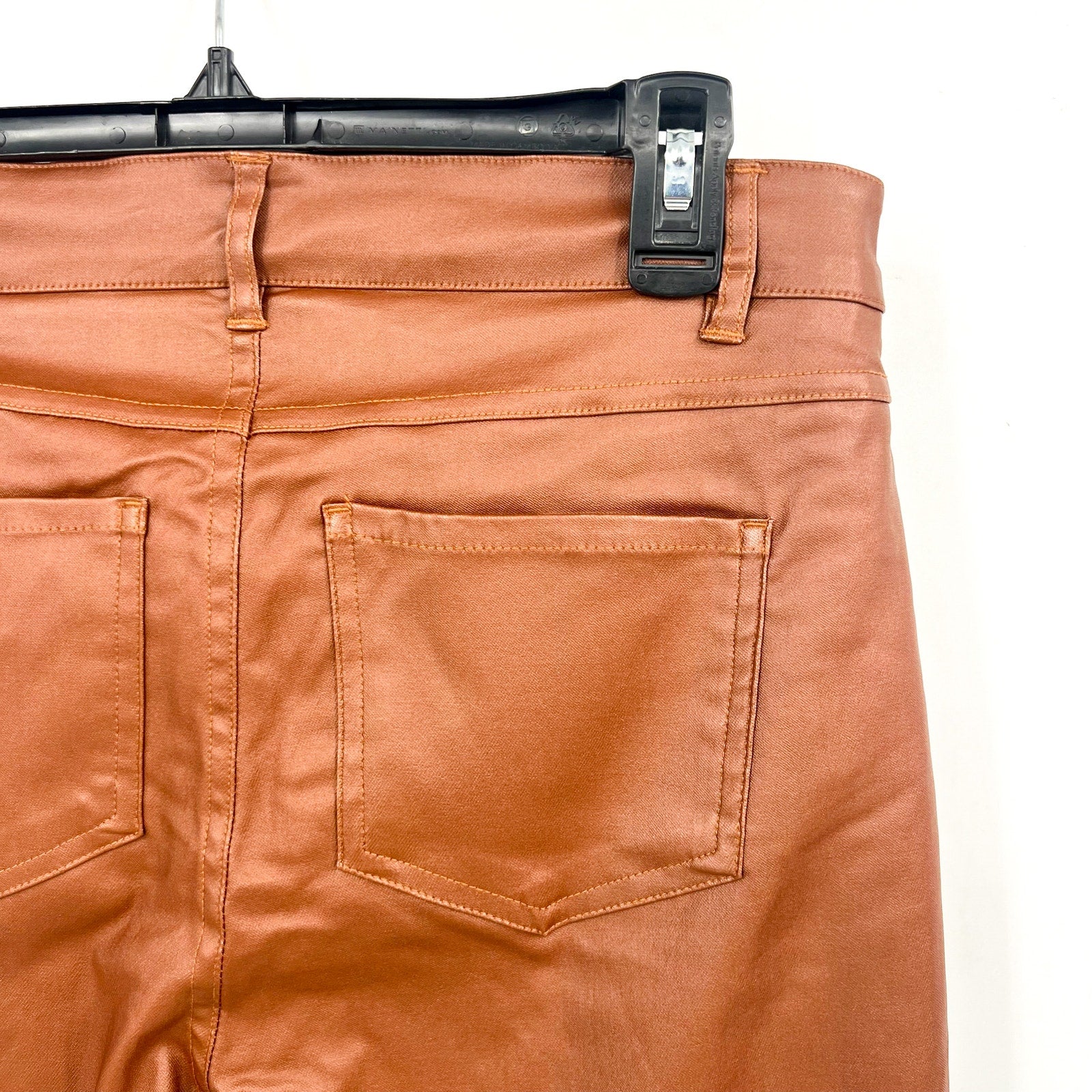 TRIBAL Womens Vegan Leather Pants Size 6 PETITE Brown Walnut Straight Leg NWT
