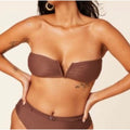 ANDIE SWIM Women's Scala Bikini Top Small Espresso Brown Strapless V-Bar NWT