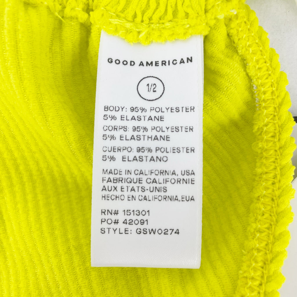 Good American Always Fits Tiny Ties Bikini Top 1/2 S-M Swim Electric Yellow NWT