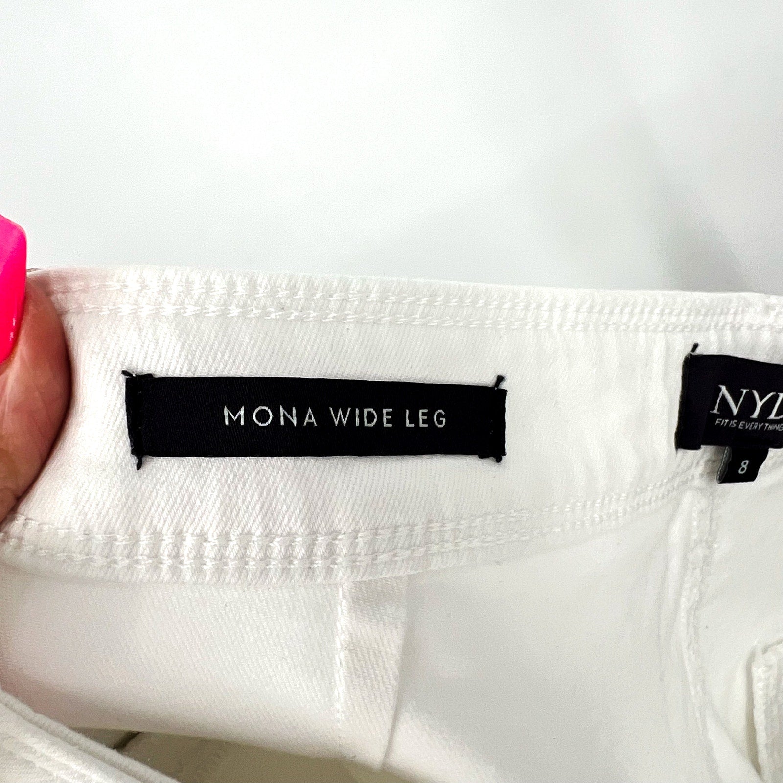 NYDJ Women's Mona Wide Leg Ankle Jeans Size 8 Optic White Denim Trouser NWT