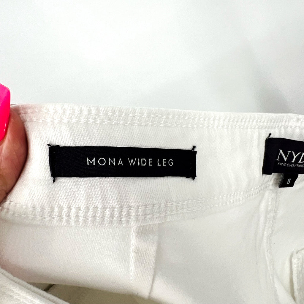 NYDJ Women's Mona Wide Leg Ankle Jeans Size 8 Optic White Denim Trouser NWT