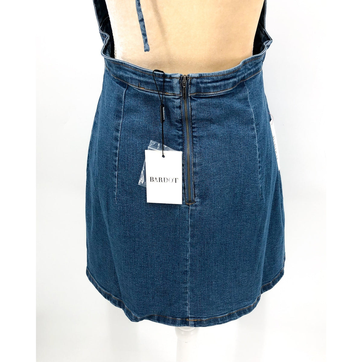 BARDOT Womens Sofia Denim Mini Dress XL US 10 Vintage Blue Halter Y2K NWT