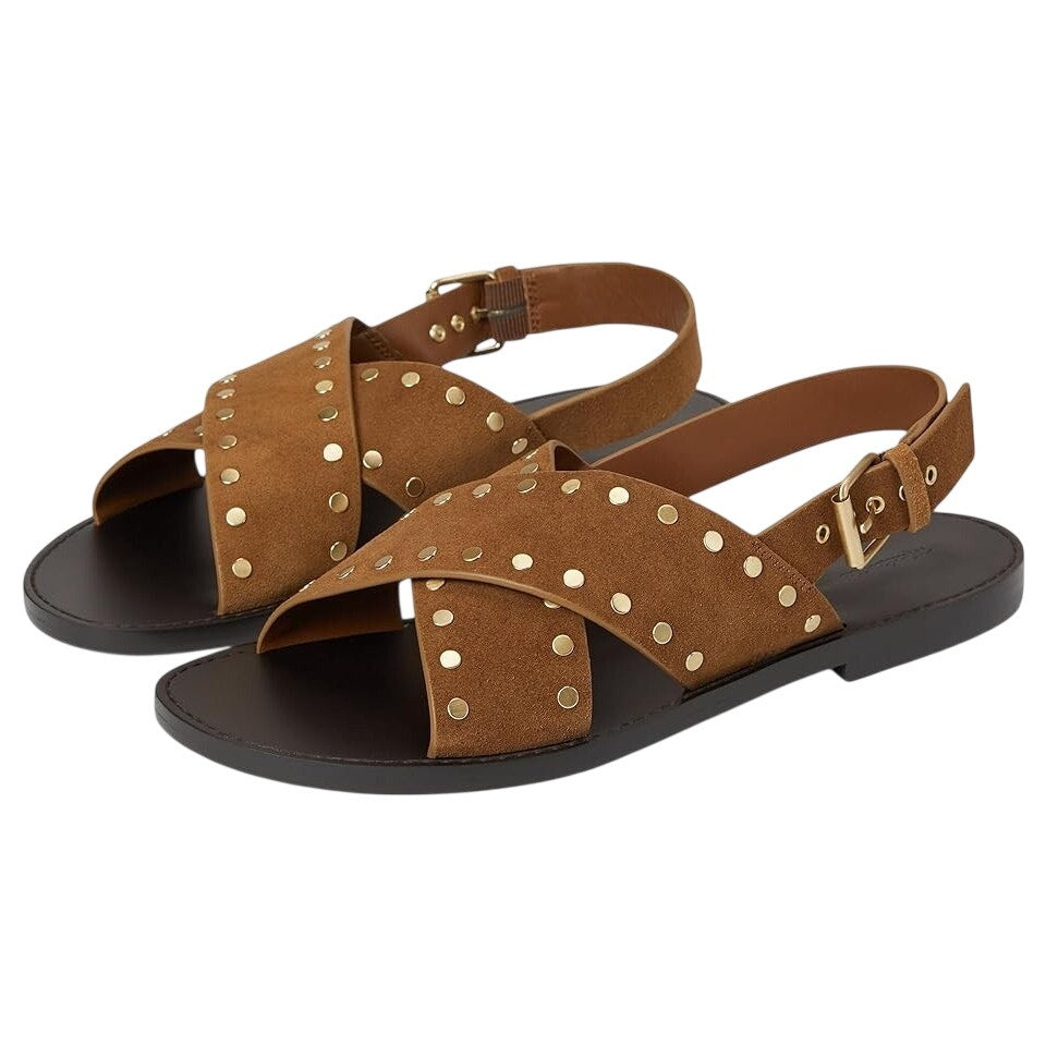 Madewell Womens Tuley Crossband Sandals US 9.5 M EU 39.5 Brown Leather NIB
