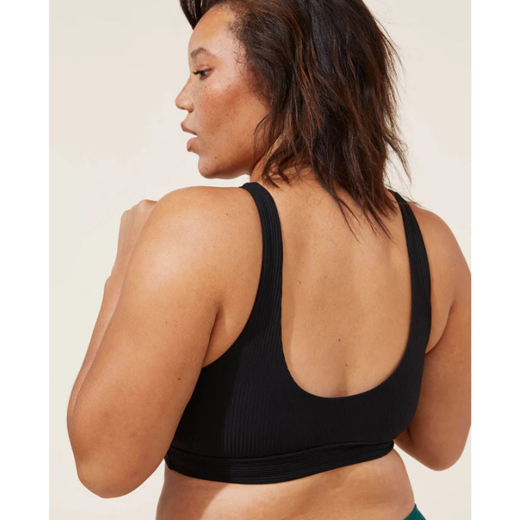 ANDIE SWIM The Ventura Rib Bikini Top XXL Black Scoop Neck Stretch NWT