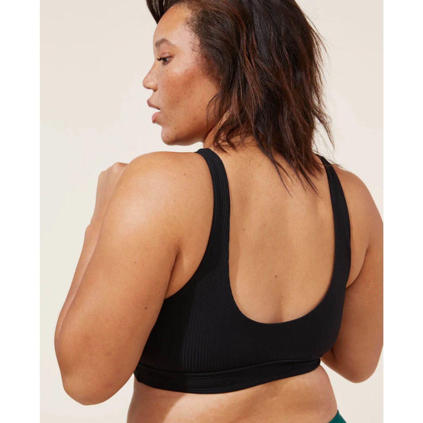 ANDIE SWIM The Ventura Rib Bikini Top XXL Black Scoop Neck Stretch NWT
