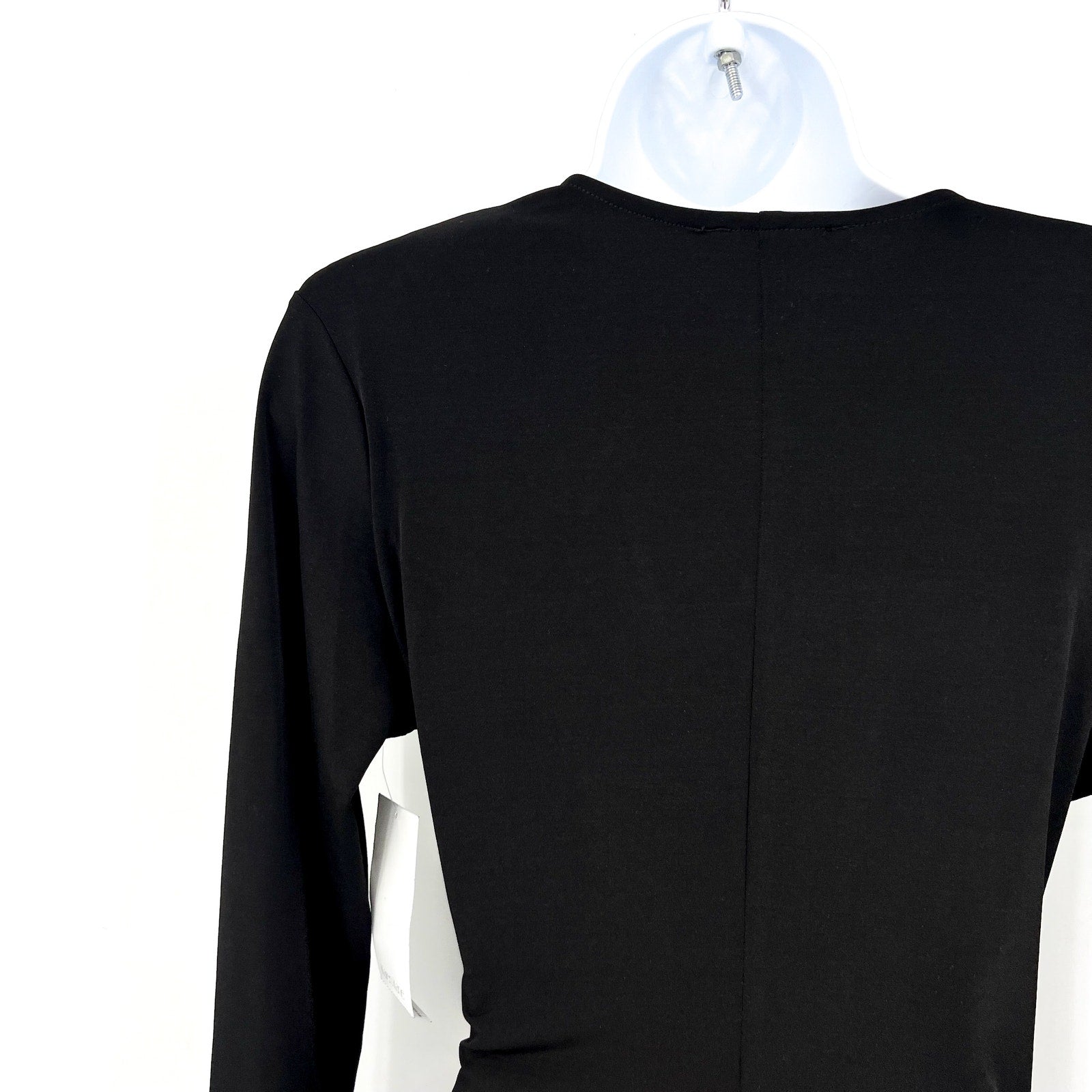KAREN KANE Women's Twist Front Dress Large Black Stretch Long Sleeve NWT