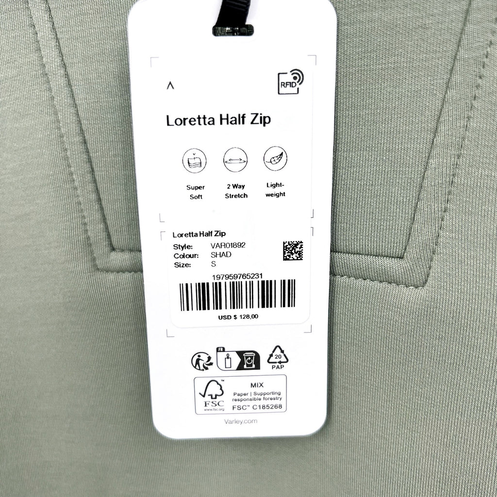 VARLEY Women's Loretta Half Zip Sweatshirt Small Green Shadow Panelled NWT