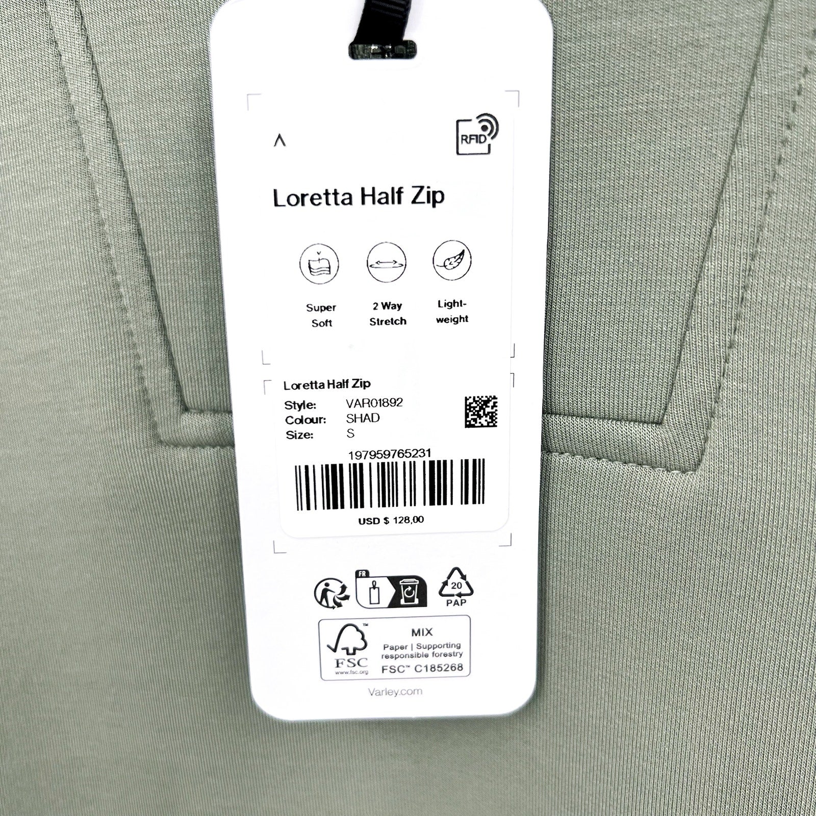 VARLEY Women's Loretta Half Zip Sweatshirt Small Green Shadow Panelled NWT